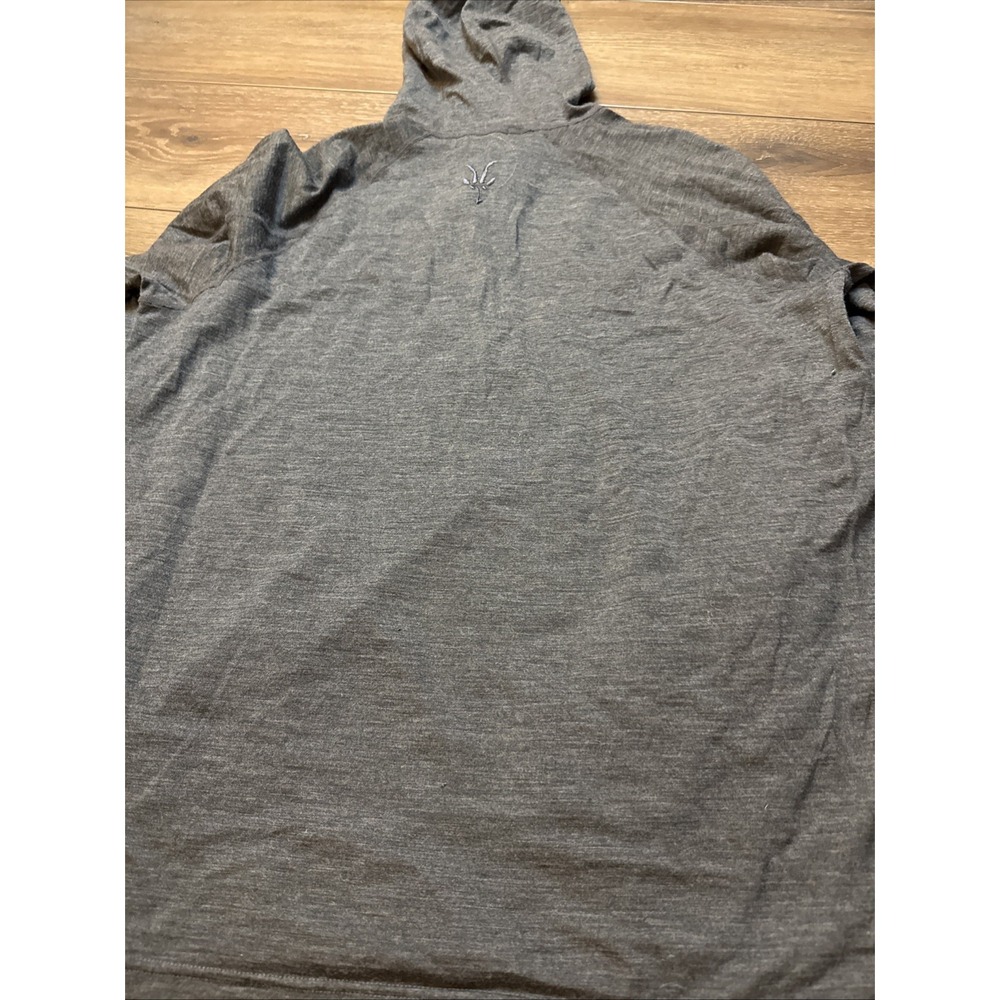 IBEX Hooded Indie Mens Merino Wool Pullover Hoodie Gray Size XL Base layer - Picture 4 of 4